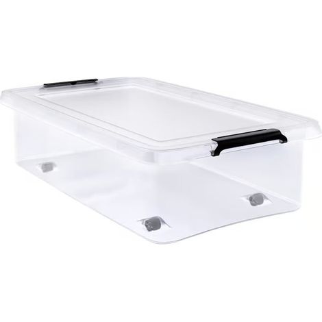 Contenitore portaoggetti 30L con coperchio, 60x40x17cm, impilabile, senza BPA