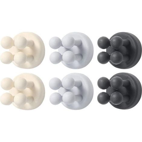 6 pièces Crochet auto-adhésif, Support silicone étanche, Rangement brosse à dents, Cuisine salle de bain bureau (1/5)