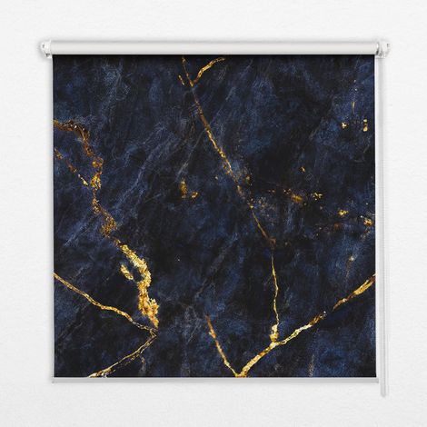 Tenda a Rullo Interna per Finestra - Tenda Filtrante Luce - Tenda Privacy - Tenda Decorativa Rettangolare - Rullo per Interni - (100 cm x 140 cm) - Marmo blu navy (1/5)