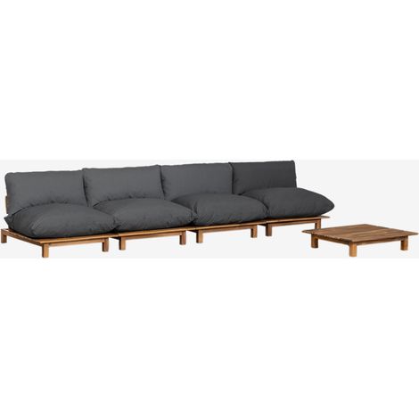 SKLUM Divano modulare reclinabile in 4 pezzi con tavolino in legno di acacia Brina Grigio Antracite (1/5)