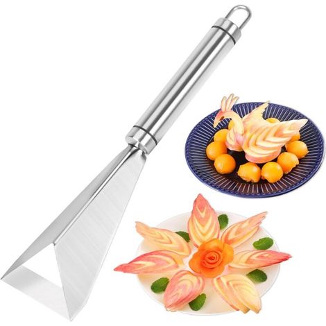 Coltello triangolare multifunzionale in acciaio inox per intagliare frutta e verdura, strumento creativo - Crezuo