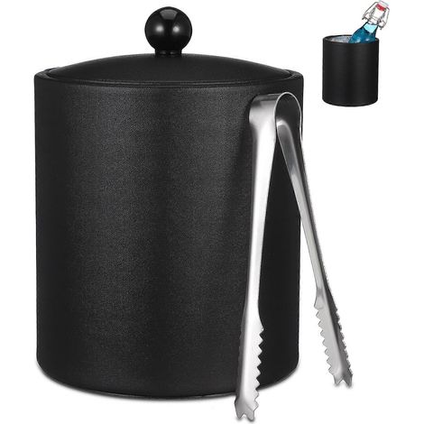 Seau à glace en acier inoxydable épais, seau à vin avec pince (1 pièce). (1/5)