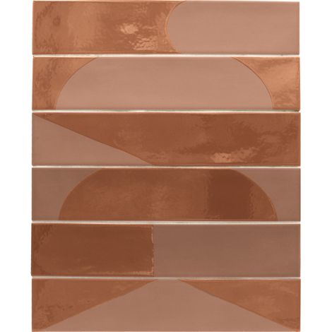 Aelle - Carrelage sol / mur brique déco mixe mate et brillant effet béton terre cuite 6x30 cm WADI DECOR TERRA - Vendu par boîte de 0.50 m²