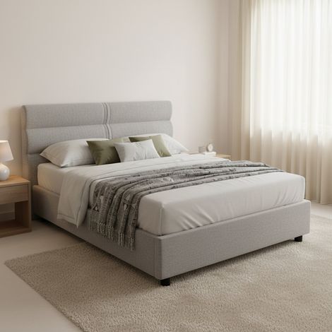 Letto Piazza e Mezza Briosco, Materasso Incluso, Sfoderabile Made in Italy, Contenitore, Grigio (1/5)
