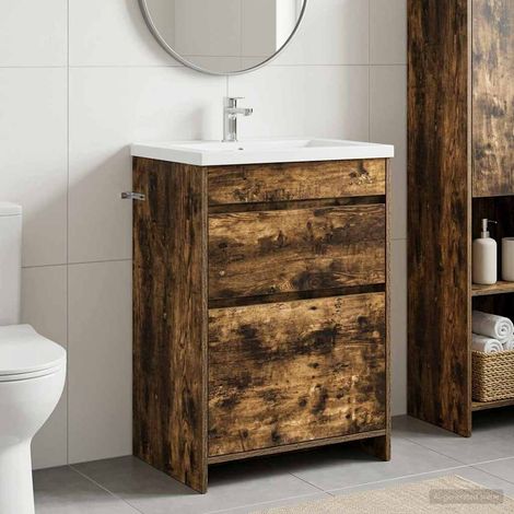 Gabinete de baño debajo del lavabo Roble Ahumado
