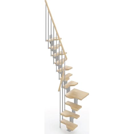 Scala salva spazio 10 gradini - Larghezza 61cm -  Legno e bianco - MINI61/L/SGMNAT-10