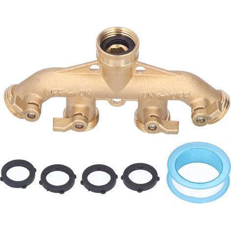 Schlauchverteiler, 4-Wege-Wasserhahnanschlüsse, 3/4 NPT Gartenverteiler (1/5)