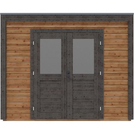 Abri de jardin en bois Sora 3.09x3.09m - 9.55m2 - Ep. 28mm - Traité (1/3)