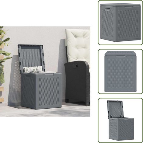 The Living Store Gartenbox Grau PP Rattan 90 L - Gartentruhe (1/5)