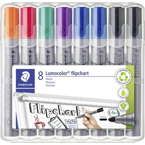 Staedtler Whiteboardmarker Lumocolor 8St Box 356 WP8 X Marcatore per lavagna a fogli mobili Giallo, Arancione, Rosso, V (1/2)