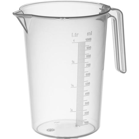 Carafe en plastique avec poignée ouverte, capacité 1L, cruche pour eau et liquides alimentaires, Mesure graduée pour peser des aliments avec balance de cuisine (1/5)