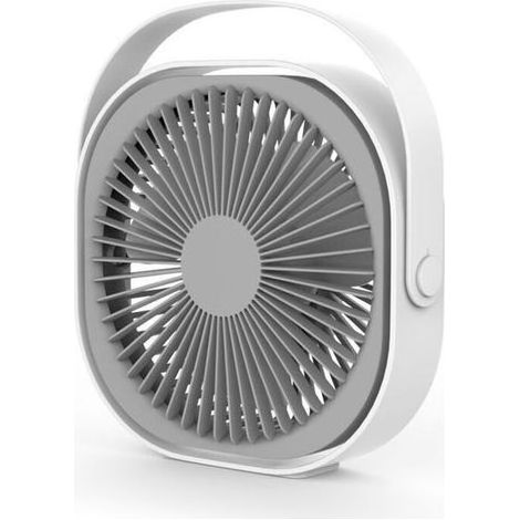 Leiser, wiederaufladbarer USB-Tischventilator – 3 Geschwindigkeitsstufen – 360° verstellbar – Abmessungen 200 x 220 x 66 mm – Abnehmbarer Tragegriff (1/4)