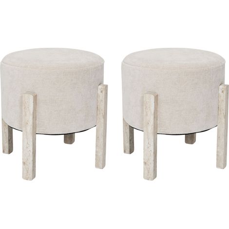 Lot De 2 Tabourets - Home Deco Factory - Beige - Rembourrés
