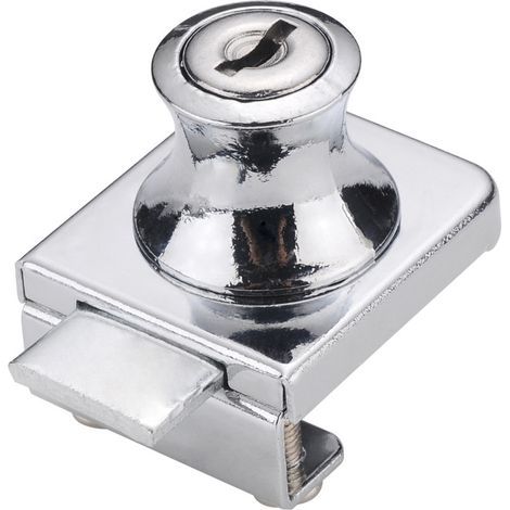Serrure de porte en verre,Serrure en acier chromé,écran en verre de verrouillage,Serrure pour des portes en verre Serrure vitrine avec, pour la porte en verre de 5-8mm foret avec 2 clés (1/5)