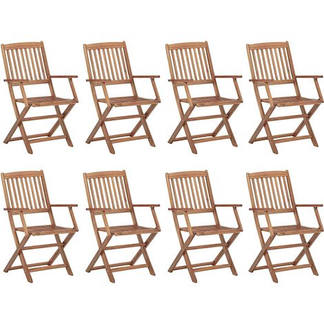 Sillas de exterior plegables 8 uds madera maciza acacia