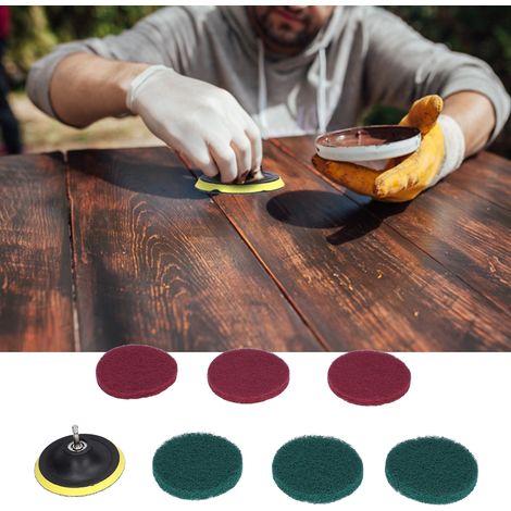10 cm (4 Zoll) großer, selbstklebender Scheuerschwamm für Holzmöbel. (1/5)