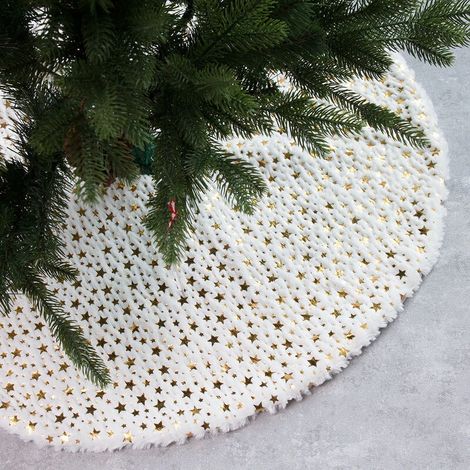 Tapis de sapin de Noël 90 cm, tapis de sapin en forme d'étoile, protège-pieds de sapin, idéal pour les fêtes, la décoration de sapin et la décoration intérieure. (1/5)