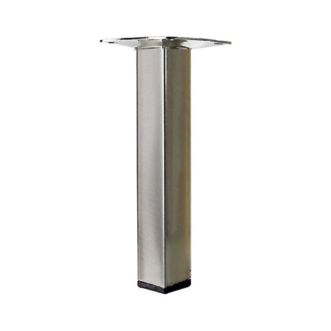 Hettich – Pied de meuble carré fixe – Acier brossé gris – Hauteur 15 cm – Charge 50 kg – Fixation à visser par platine 60x60 mm (1/2)