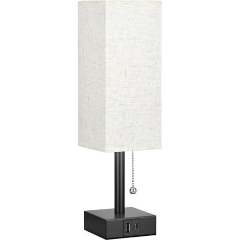 TONCHEAN Lampe de table quadrilatérale en lin fin avec interrupteur zippé lumière variable à 3 températures de couleur - 111137CM (1/5)