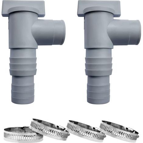 Poolwartungs-/Absperrventil mit 32-mm-Schlauchanschluss, Absperrventil mit 2 Klemmen, Doppelbypassventil-Kolben-Poolarmaturen (2er-Pack) (1/5)