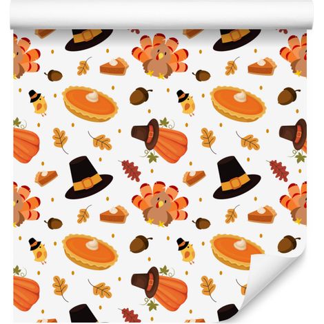 Carta da parati autunnale bianca, crema, pesca e oro 50x1000 cm (1/5)