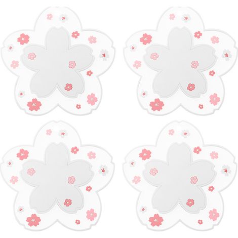 Sous-verre - Sous-verre En Pvc Antidérapant - Pour Tasse Café Thé - Diamètre 10 Cm - Rose Et Blanc - Lot De 4 (1/5)