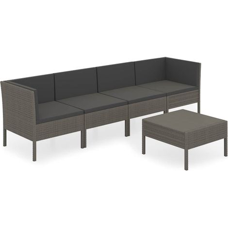 Maison Exclusive - 5-tlg. Garten-Lounge-Set mit Auflagen Poly Rat (1/5)