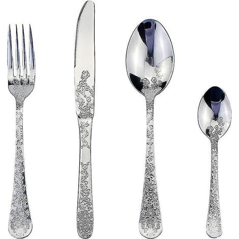 4-in-1-Besteckset im Western-Stil aus Edelstahl 3427 mit eleganten Griffen aus Kunstharz und klassischen Nieten. Raffiniertes Geschirr für Ihr Zuhause.