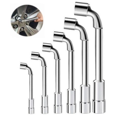 6 pièces clés à pipe débouchées en L 7/8/9/10/11/12 mm,Manchon de tuyau en forme de L, coude perforé, outil de réparation de voiture, pour réparations, canalisations, entretien de vélos et de voitures (1/4)