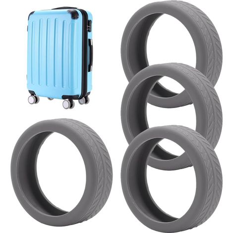 BEBUSINGOTO 8 Pièces Roue valise Enjoliveurs De Roue pour Bagages Housse De Roue De Bagage en Silicone Housse De Roues De Bagages Protecteur Roue Bagage Housse De Roues De Bagage Couverture（gris） (1/5)