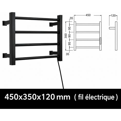 Sèche-Serviettes Électrique Inox 4 Barres Affichage Numérique modèle noir à 4 pieds 35 × 45 × 12 cm 2,5 kg – Livraison gratuite (1/5)