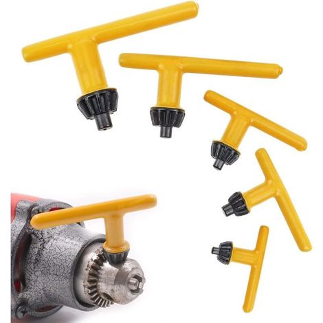 5 pièces Clé de mandrin de remplacement, Clé de mandrin à enveloppe en caoutchouc, 6 mm 10 mm 13 mm 16 mm 20 mm, pour perceuses à percussion outil de serrage de perceuse, forets électriques (1/5)