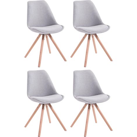 4 chaises de salle à manger style scandinave en tissu gris clair pieds rond en bois clair CDS10349 (1/3)