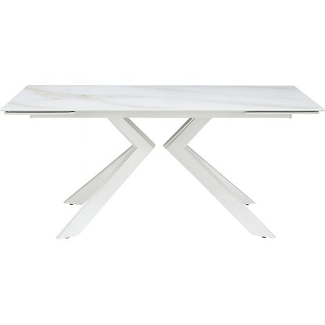 Tavolo "Pollux" con gambe in ferro e piano in pietra sinterizzata 160/240 x 110 x h 75 cm -Grigio Lucido (1/4)