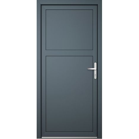 Porte de service 07, ouvrant vers l’extérieur, blanc/titane largeur: 90cm, hauteur: 205cm, sens d'ouverture: tirant droit