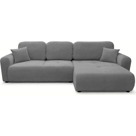 Selsey Olido - L-Form Eckschlafsofa mit Bettkasten, grauer Velours (1/5)