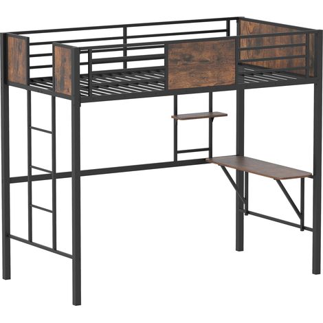 COSTWAY Loft Bed Single Size with Desk & Storage Shelf