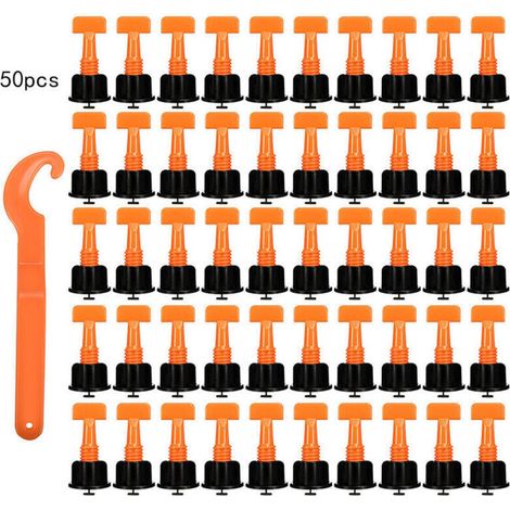 Kit De Système De Nivellement De Carreaux Avec 50 Pièces D'entretoises De Nivellement De Carreaux De Carreaux Kit D'outils D'installation De Carreaux Réutilisables,Orange (1/5)