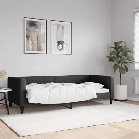 Tagesbett Schlafsofa 2-Sitzer mit Schlaffunktion und Stauraum 80x200 cm Stoff Schwarz (1/5)