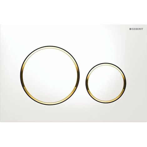 Plaque de déclenchement Geberit Sigma20 pour rinçage double touche: blanc, doré (115.882.KK.1) (1/4)