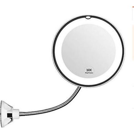 10-fach vergrößernder Kosmetikspiegel mit LED-Beleuchtung, beleuchteter Schönheitsspiegel fürs Badezimmer, doppelseitig, präzise Vergrößerung, ideal für Make-up und Hautpflege. (1/4)