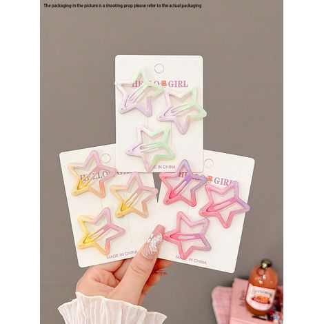 Pinces à cheveux étoiles étincelantes Y2K pour femmes, barrettes dégradées mignonnes, 4cm, étoile à cinq branches, pinces BB, polyvalentes pour franges latérales, usage quotidien, accessoires de tête (1/4)