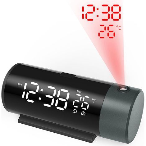 Projection Alarm Clock with Rotatable Projector LED Display