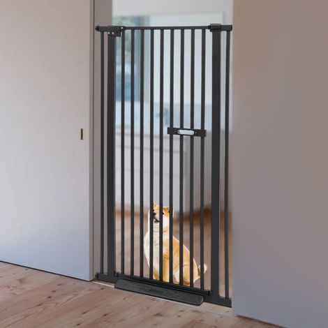 YISSALE-Extra hohes Haustier-Schutzgitter mit einziehbarer Sicherheitstür - verstellbares Türgitter für Hunde und Katzen, klemmen ohne Bohren, geeignet für Schlafzimmer, Flur und Treppe (1/5)