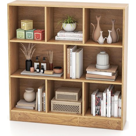 Goplus – Bibliothèque enfant 8 cubes – 3 niveaux – Compartiments ouverts – 100 x 24 x 104 cm – Bois d'ingénierie – 2 kits anti-basculement