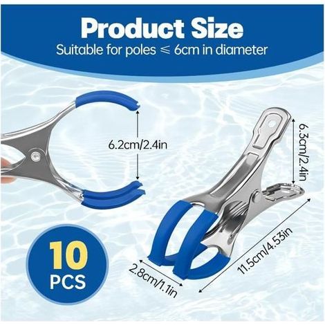 10 Pinces de Fixation en Acier Inoxydable pour Bâche de Piscine, Pinces pour Piscines Hors Sol, Clips à Haute Tension