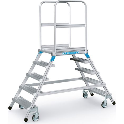 Podesttreppe 2x5 Plattform-H.1200mm Stufen u.Plattfom Alu.geriffelt beids.ZARGES (1/4)