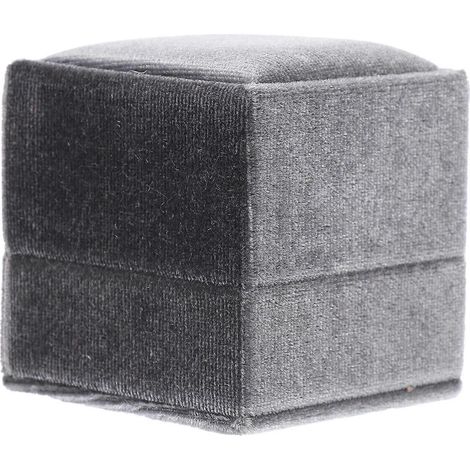 Boîte à bagues en flanelle grise, boîte à bijoux compatible avec le rangement de bagues, 1 pièce, forme carrée (1/5)