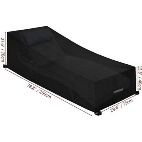 Housse Pour Chaise Longue - Tissu Oxford 210D Avec Revêtement PVC - Protection UV Et Imperméable - Aérations Anti-Moisissure - 200x75x40/80 cm - Noir (1/5)