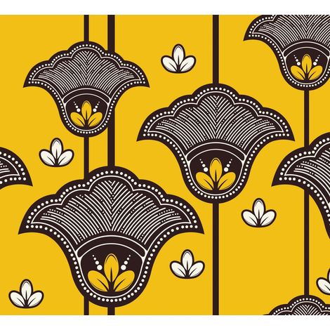 Decoración de exterior Oxford - Motiv braune Blumen auf gelbem I DR231 (1/5)